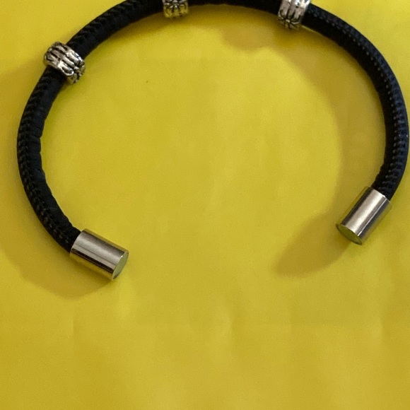 Handmade Cork Bracelet with Silver Beads and Magnetic Snap - Picture 2 of 3